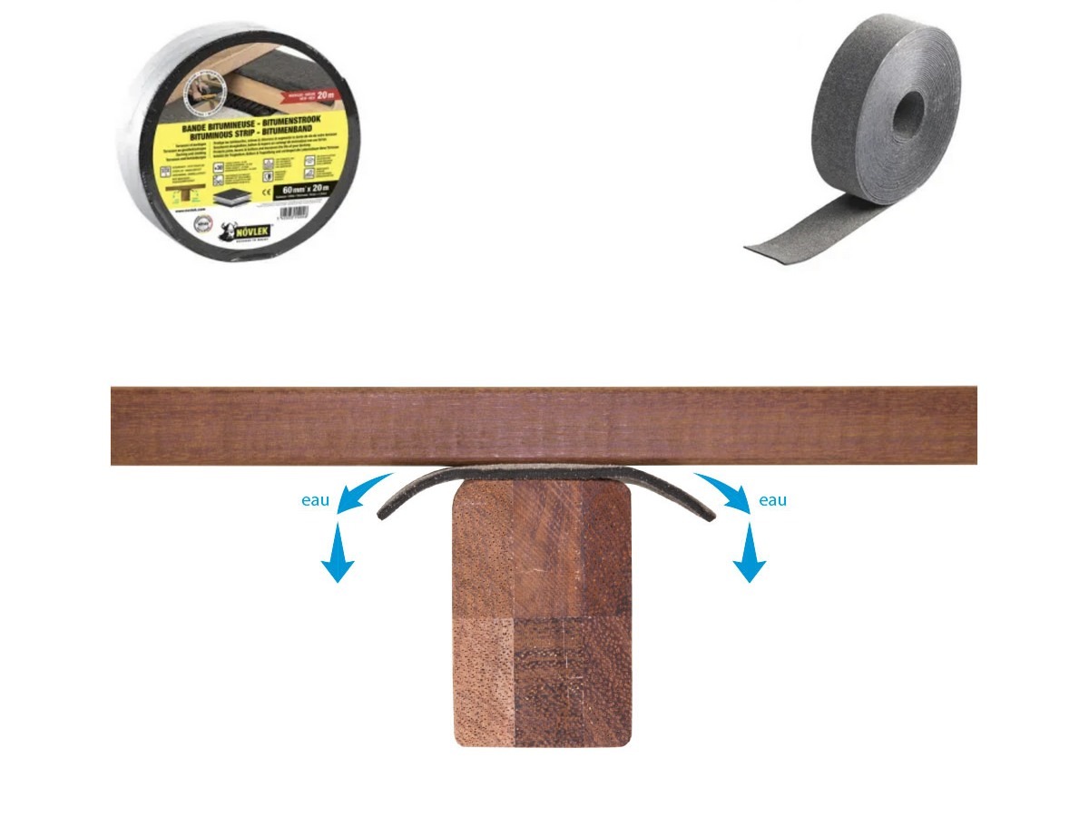 DECKiBOIS utilise les bandes bitulineuses pour l'isolation des lambourdes de terrasse en bois