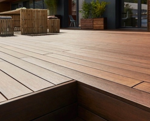 terrasse lames bambou MOSO NDURANCE 21x120mm en coloris teck ou ipé