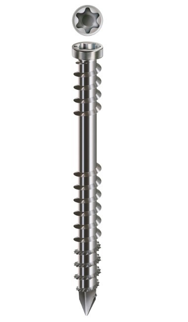 vis dotée d'un double filetage pour fixer des lames de terrasse en bois exotique DECKiBOIS vis dotée d'un double filetage pour fixer des lames de terrasse en bois exotique DECKiBOIS