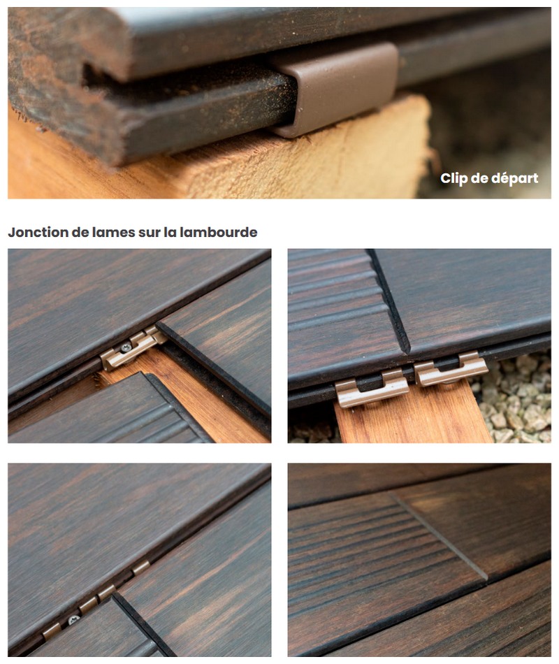 pose sur lambourdes de lames de terrasse à visser en bambou DECKiBOIS pose sur lambourdes de lames de terrasse à visser en bambou DECKiBOIS