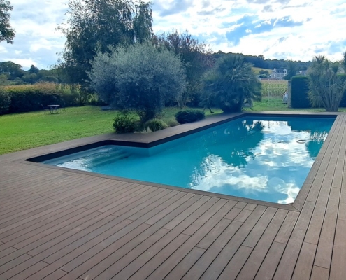 Terrasse en lames de bambou coloris moka - DECKiBOIS